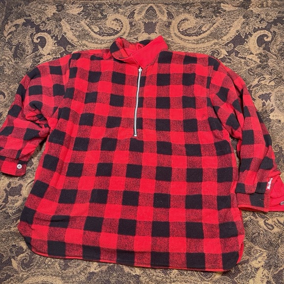 Vtg 90s Marlboro Unlimited Reversible Red/Buffalo Plaid Fleece Jacket Mens XL - Picture 1 of 14
